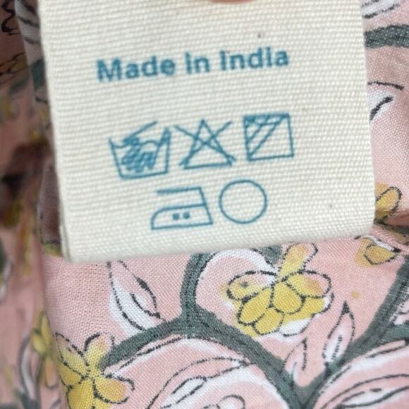 Anuvas India Light Pink Floral Block Print Cotton Sleeveless Top Women's Small - Picture 8 of 12